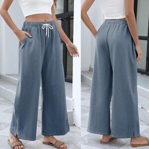 Women's Wide Leg Pants in Dusty Blue NEW